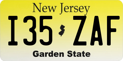 NJ license plate I35ZAF