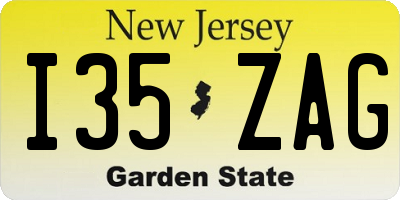 NJ license plate I35ZAG