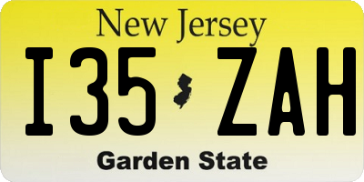 NJ license plate I35ZAH