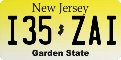 NJ license plate I35ZAI