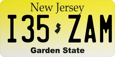 NJ license plate I35ZAM