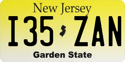 NJ license plate I35ZAN
