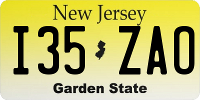 NJ license plate I35ZAO