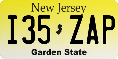NJ license plate I35ZAP