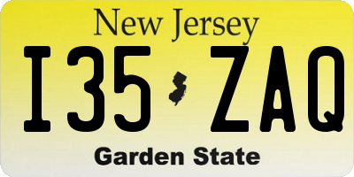 NJ license plate I35ZAQ