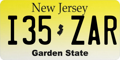 NJ license plate I35ZAR