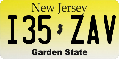 NJ license plate I35ZAV