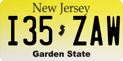 NJ license plate I35ZAW