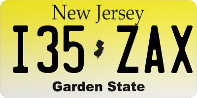 NJ license plate I35ZAX
