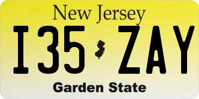 NJ license plate I35ZAY