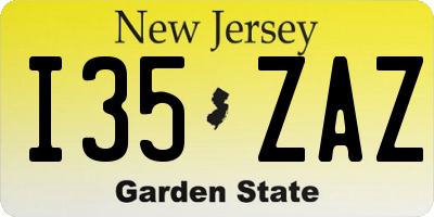 NJ license plate I35ZAZ