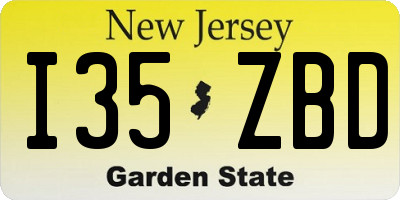 NJ license plate I35ZBD