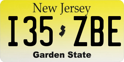NJ license plate I35ZBE