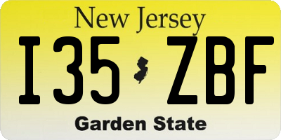 NJ license plate I35ZBF