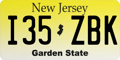NJ license plate I35ZBK