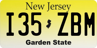 NJ license plate I35ZBM