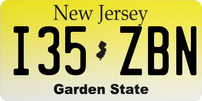 NJ license plate I35ZBN