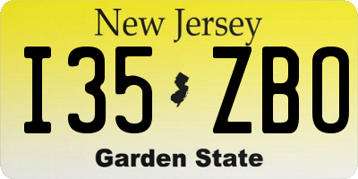NJ license plate I35ZBO