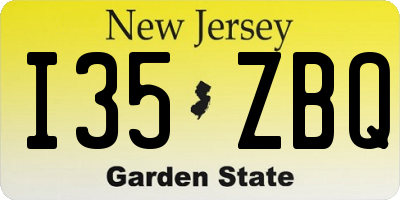 NJ license plate I35ZBQ