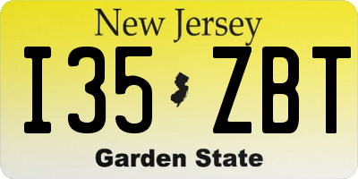 NJ license plate I35ZBT