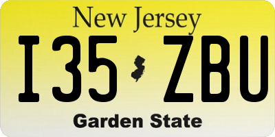 NJ license plate I35ZBU