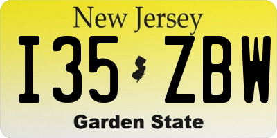 NJ license plate I35ZBW