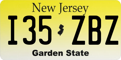 NJ license plate I35ZBZ