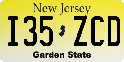 NJ license plate I35ZCD
