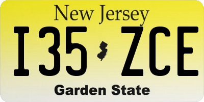 NJ license plate I35ZCE