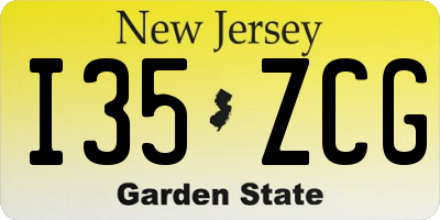 NJ license plate I35ZCG