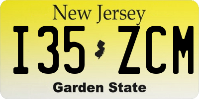 NJ license plate I35ZCM