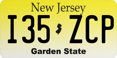 NJ license plate I35ZCP