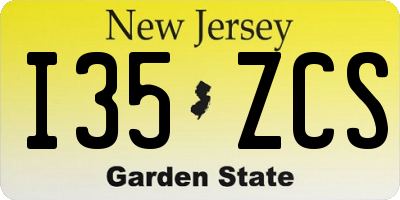 NJ license plate I35ZCS