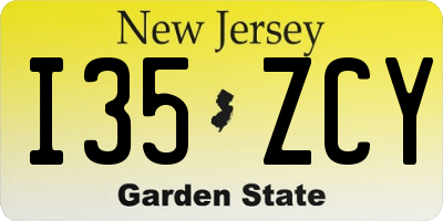NJ license plate I35ZCY