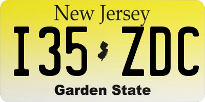 NJ license plate I35ZDC
