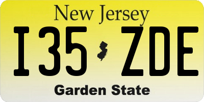 NJ license plate I35ZDE