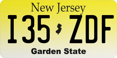 NJ license plate I35ZDF