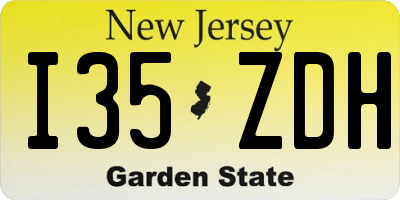 NJ license plate I35ZDH