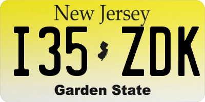 NJ license plate I35ZDK