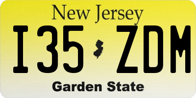 NJ license plate I35ZDM