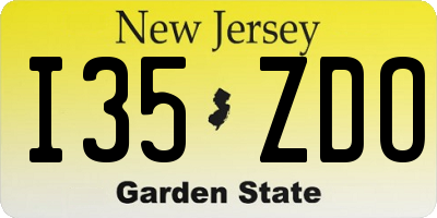 NJ license plate I35ZDO