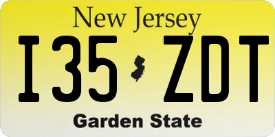 NJ license plate I35ZDT