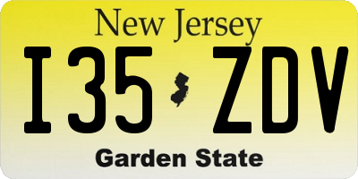 NJ license plate I35ZDV