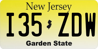NJ license plate I35ZDW