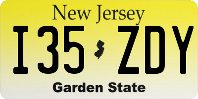NJ license plate I35ZDY
