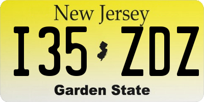 NJ license plate I35ZDZ