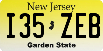 NJ license plate I35ZEB