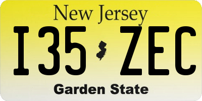 NJ license plate I35ZEC