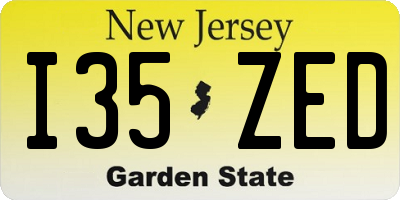 NJ license plate I35ZED
