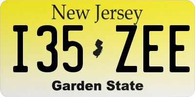 NJ license plate I35ZEE